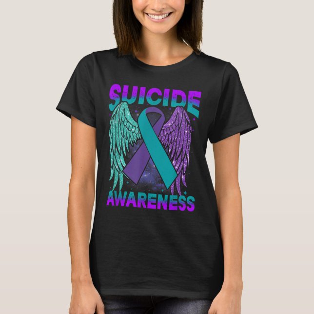 Camiseta Suicide Awareness Clothing Wings Ribbon Suicide Pr (Frente)
