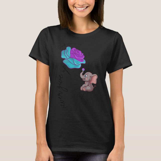 Camiseta Suicide Awareness Flower Elephant Ribbon Graphic  (Frente)