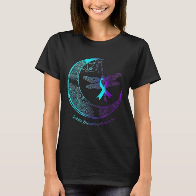 Camiseta Suicide Awareness Shirt Dragonfly Moon Suicide Pre (Frente)