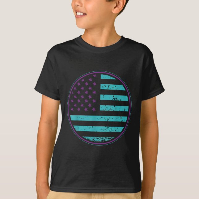 Camiseta Suicide Prevention American Flag Wear Teal Purple  (Frente)