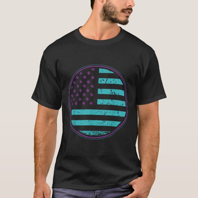 Camiseta Suicide Prevention American Flag Wear Teal Purple  (Frente)