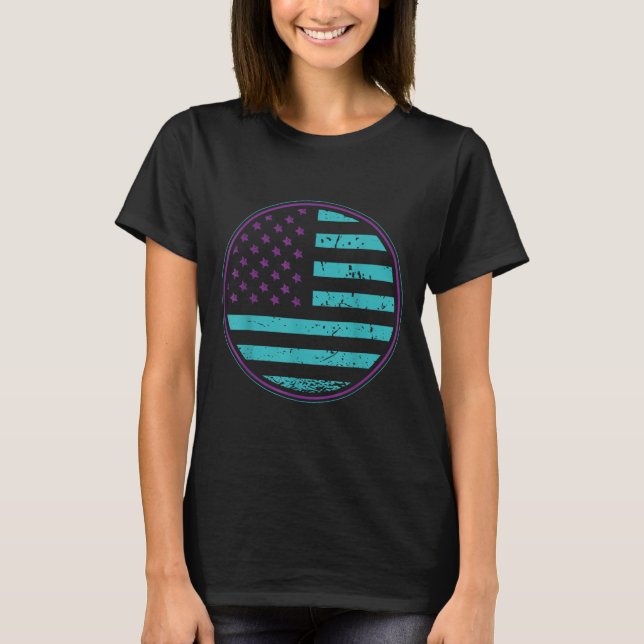 Camiseta Suicide Prevention American Flag Wear Teal Purple  (Frente)