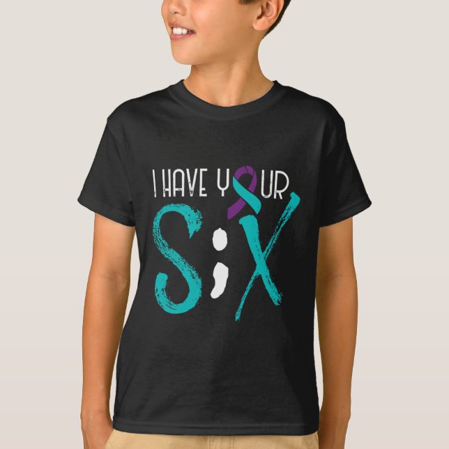 Camiseta Suicide Prevention Awareness Semicolon Six Support (Frente)