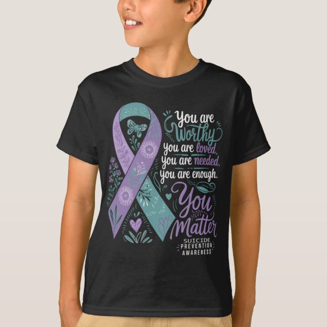 Camiseta Suicide Prevention Awareness Sitive Suprt You  (Frente)