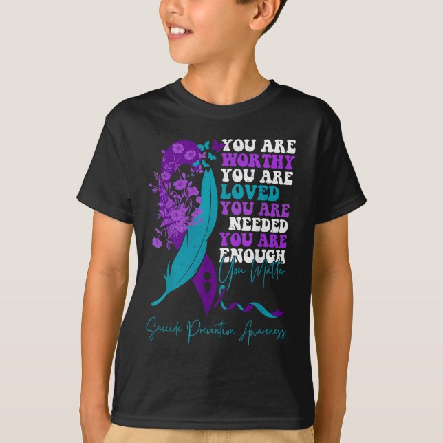 Camiseta Suicide Prevention Awareness Teal Purple Ribbon Yo (Frente)