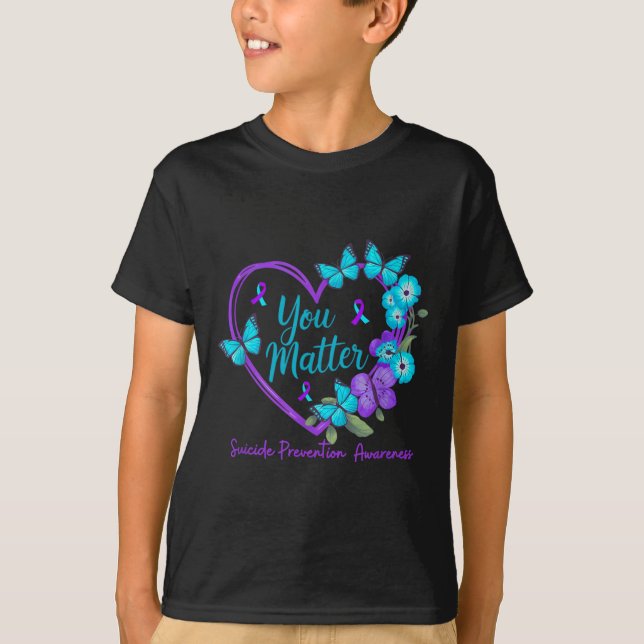 Camiseta Suicide Prevention Awareness Teal Purple Ribbons Y (Frente)