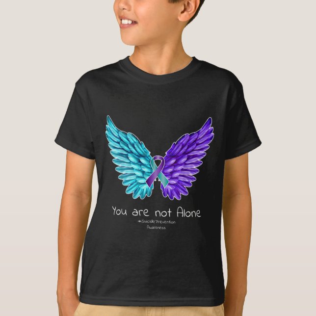 Camiseta Suicide Prevention Shirt Wings And Ribbon Suicide  (Frente)