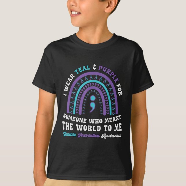Camiseta Suicide Prevention Wear Teal Purple Mental Health  (Frente)