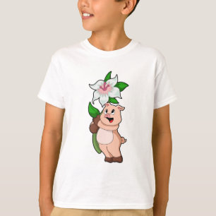 Camiseta Suíno com Flower Lily