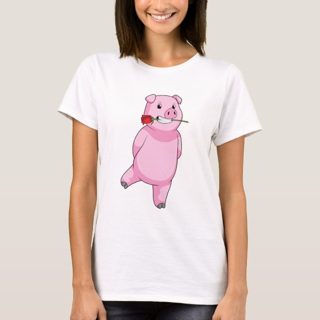 Camiseta Suíno com ventilador de Rosa (Frente)