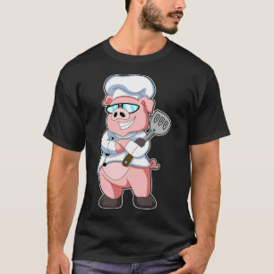 Camiseta Suíno como Chef com avental de Cozinhar e anivers