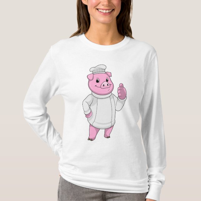 Camiseta Suíno como cozinheiro com chapéu de chef (Frente)