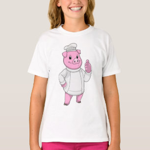 Camiseta Suíno como cozinheiro com chapéu de chef
