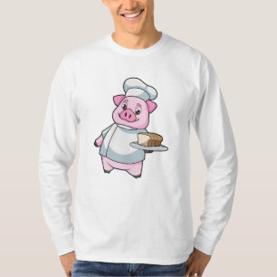 Camiseta Suíno como cozinheiro com Púltimo e Bolo