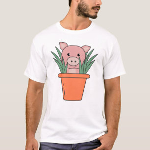 Camiseta Suíno Em Suínos De Leitão Engraçados Com Pote De F