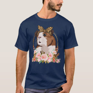 Camiseta Suíno-guineense com flor-da-cabeça-leopardo