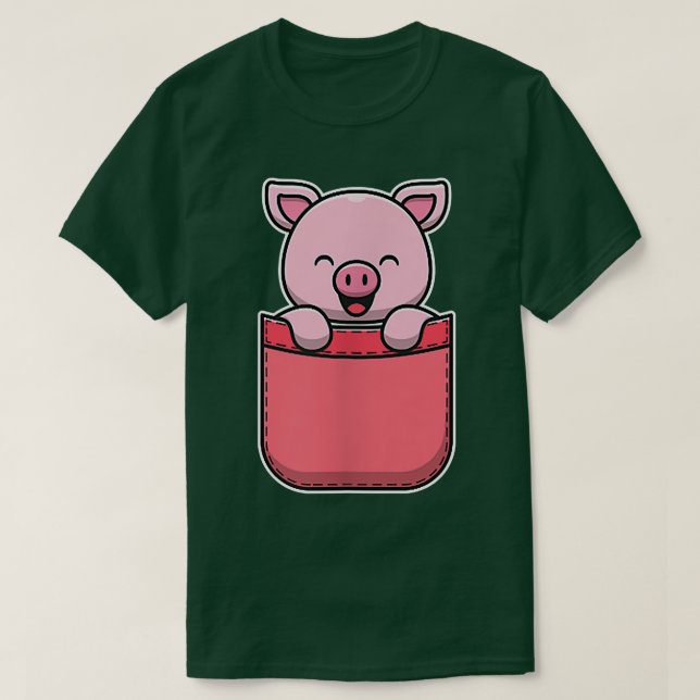 Camiseta Suíno Pequeno Em Suínos De Bolso (Frente do Design)