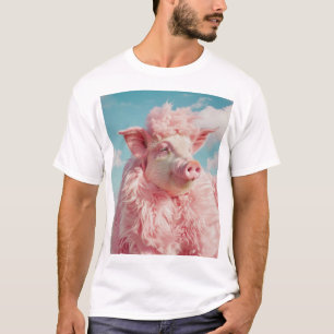 Camiseta Suíno-Rosa-Híbrido e Retrato Albin T-Shi
