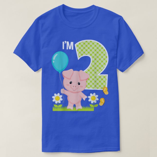 Camiseta Suíno segundo aniversário De Porco De 2 Anos (Frente do Design)