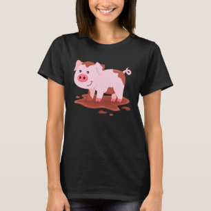 Camiseta Suíno Suíno Suíno, Rosa-Rosa-Cinzento, Cujo Cachor