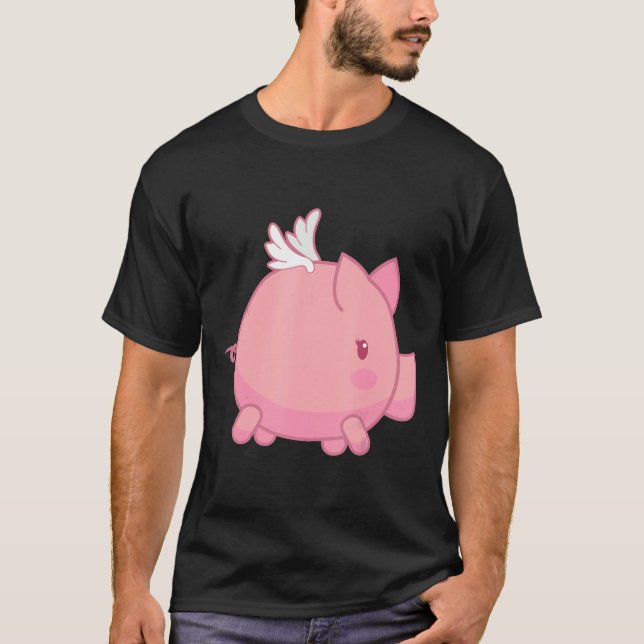 Camiseta Suíno Voador Utiliza Asas Para Voar (Frente)