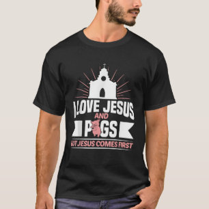Camiseta Suínos Amam Religião Cristã Fé Jesus Católica