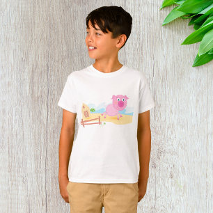 Camiseta Suínos de Fazenda rosa