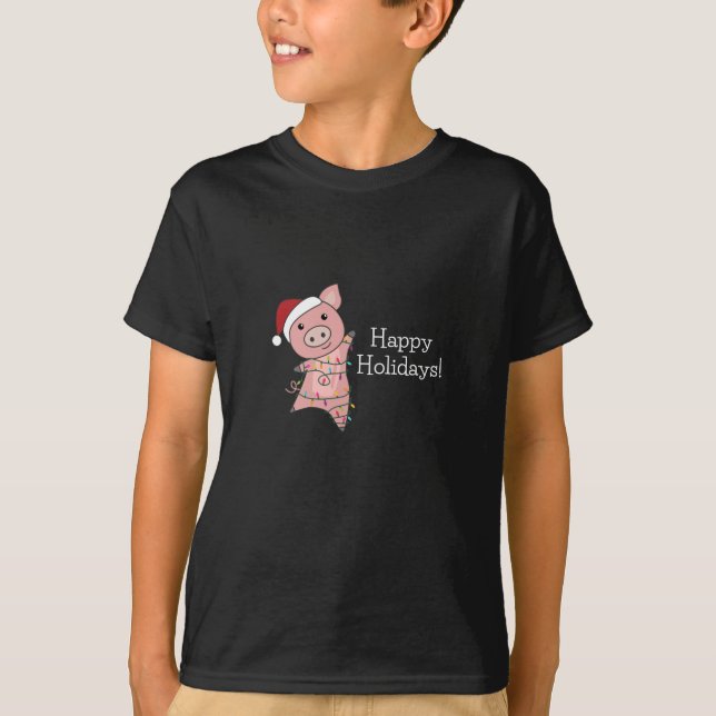 Camiseta Suínos de Feliz Natal (Frente)