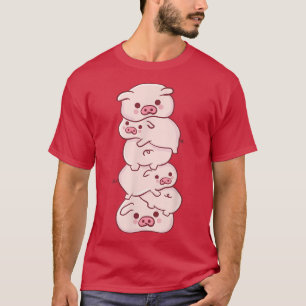 Camiseta Suínos Em Uma Pilha - Anime Kawaii Cute - Estética