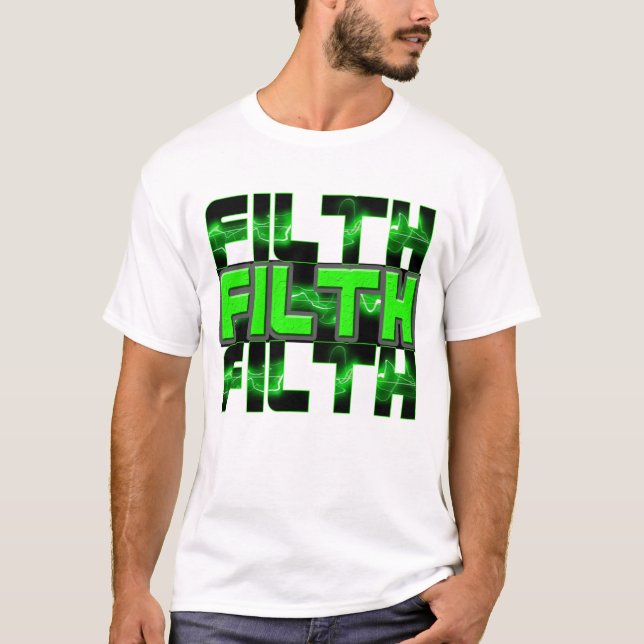 Camiseta SUJIDADE baixa do DJ do electro delírio de Dubstep (Frente)