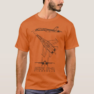 Camiseta Sukhoi Su35 Avião de Combatente Russo Jet Blueprin