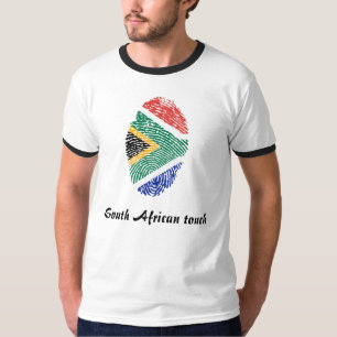 Camiseta Sul - bandeira africana da impressão digital do