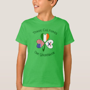 Camiseta Sul-Coreano - Irlandês Flag Shamrock Personal