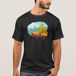 Camiseta Sumário da China na Cidade de Hong Kong para mulhe