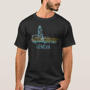Camiseta Sumário de Suiça da cidade de Genebra para mulhere