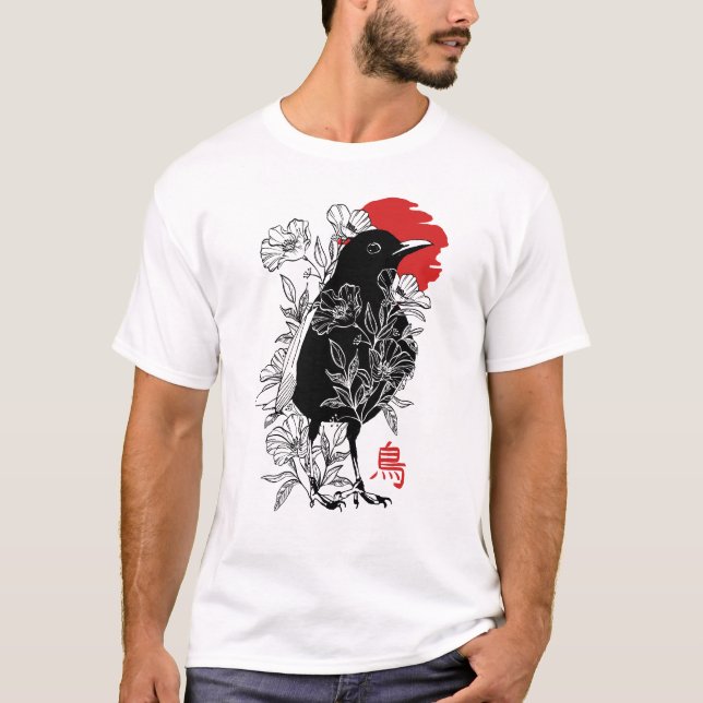 Camiseta Sumi-e japanese sparrow (Frente)