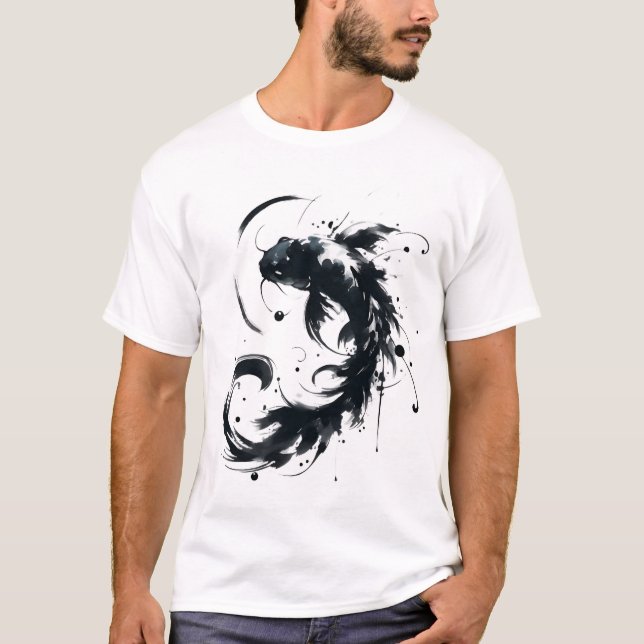 Camiseta Sumie BrushAVC Karasu Black Koi Fish T-Shirt (Frente)
