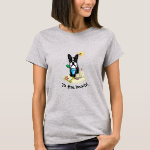 Camiseta Summer Beach Boston Terrier Dog (preto) Cute