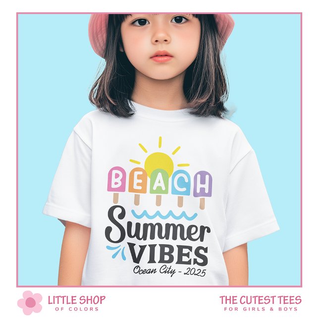 Camiseta Summer Beach Vibes Meninas Personalizáveis (Criador carregado)