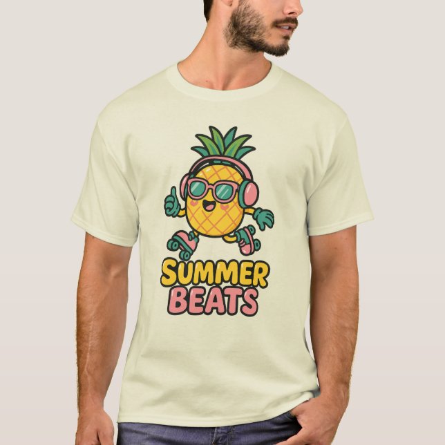 Camiseta Summer Beats – Cute Pineapple with Headphones (Frente)