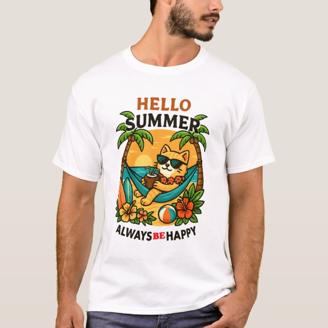 Camiseta Summer Cat Vibes (Frente)