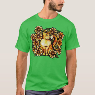 Camiseta Summer Daisies Orange Cat