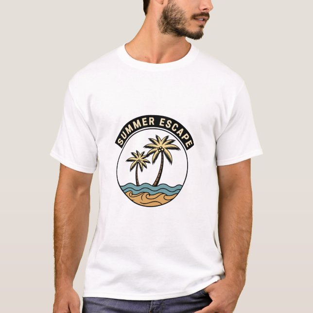 Camiseta Summer Escape Palm Tree Beach Vibes T-Shirt (Frente)