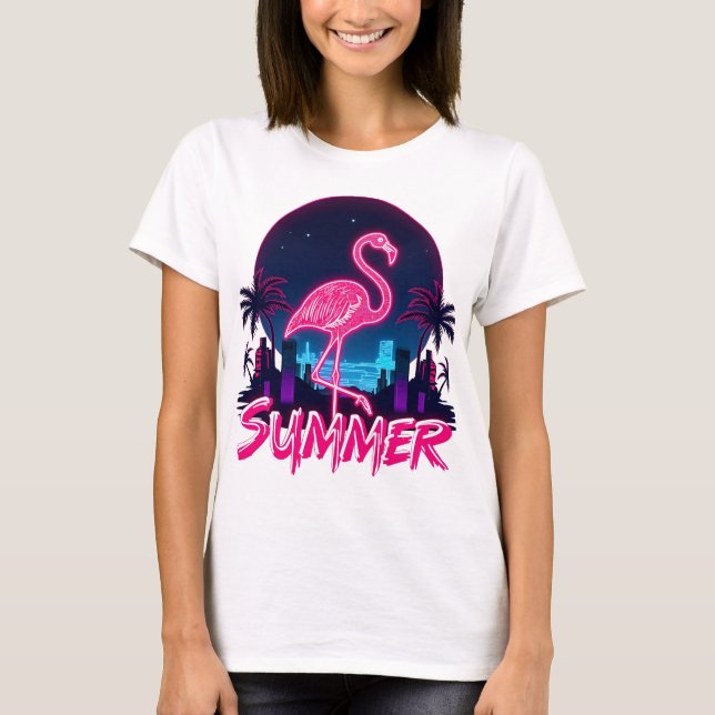 Camiseta Summer Flamingo neon Sommer (Frente)