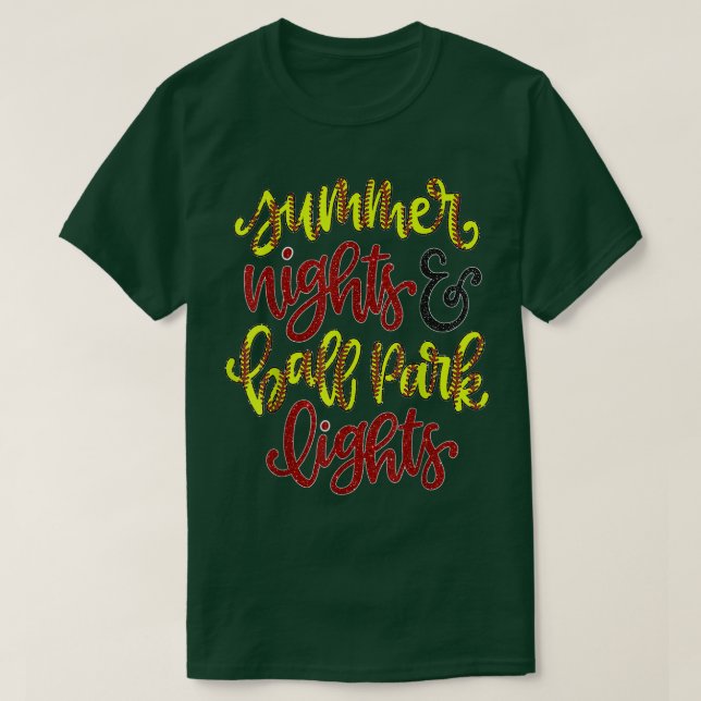 Camiseta Summer Nights and Ballpark Lights Softball Sports  (Frente do Design)