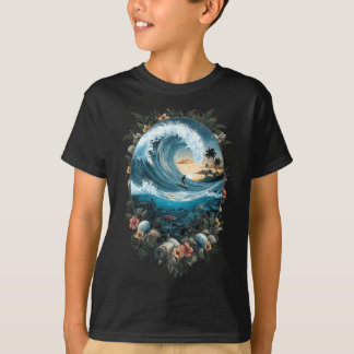 Camiseta Summer Ocean Wave Surfing Tropical Beach Reef 