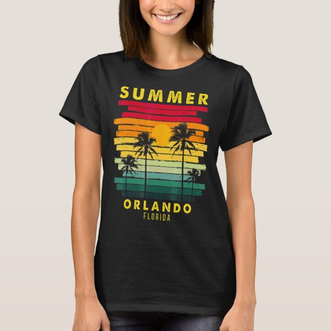 Camiseta Summer Orlando Florida Beach Sunset Retro (Frente)