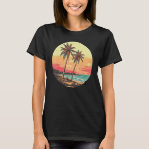Camiseta Summer Palm Tree Tropical Beach Vintage Retro Styl