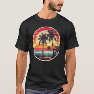 Camiseta Summer Palm Tree Tropical Beach Vintage Retro Styl