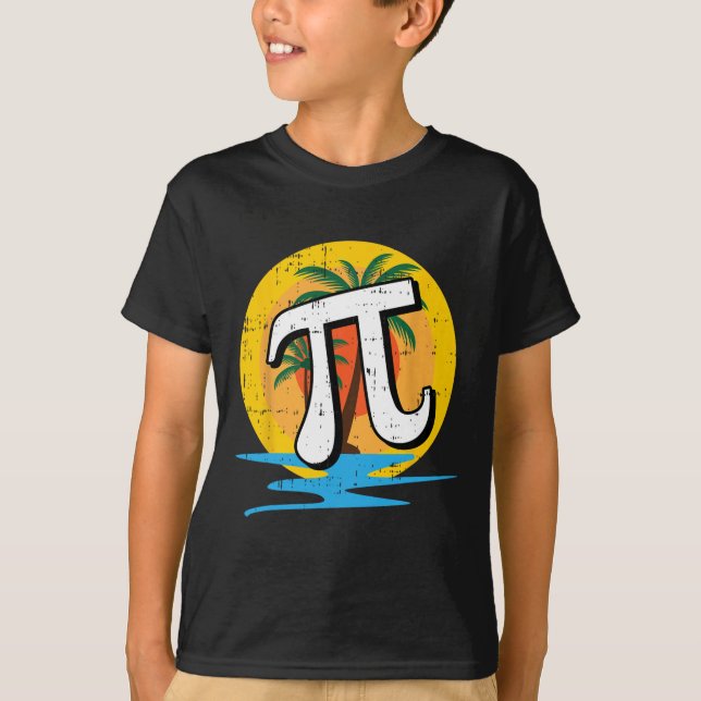 Camiseta Summer Pi Day Retro Beach Math Símbolos Professor  (Frente)